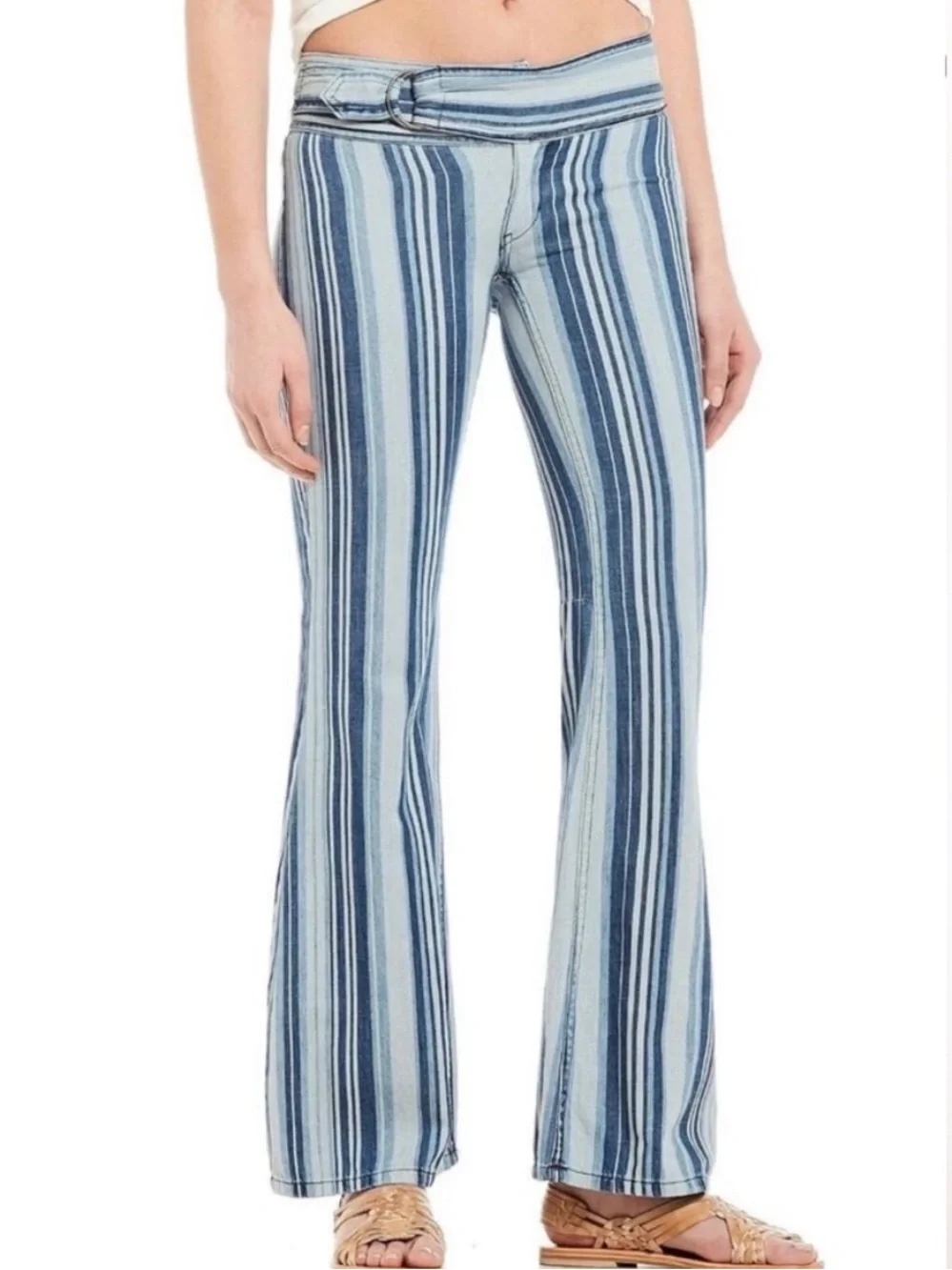 Free People Jeans 25 Flare Striped Beach Hippie